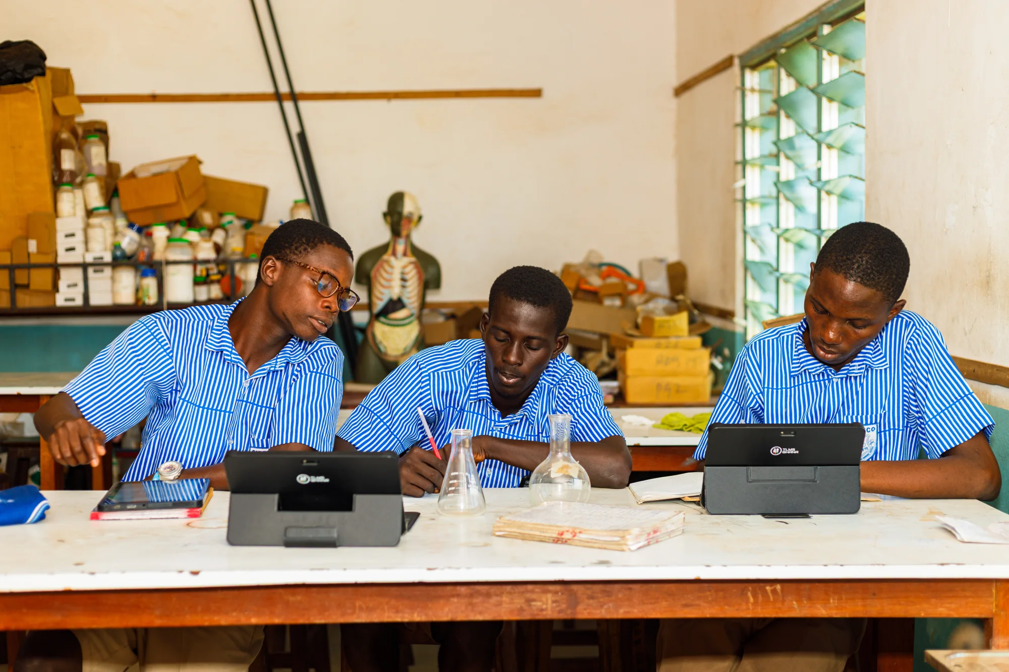 Students working in the science laboratory