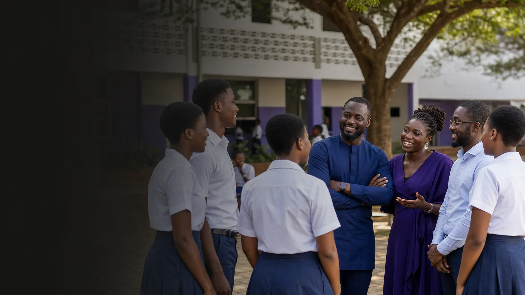 O’Reilly alumni and supporters speaking with senior high school students on campus