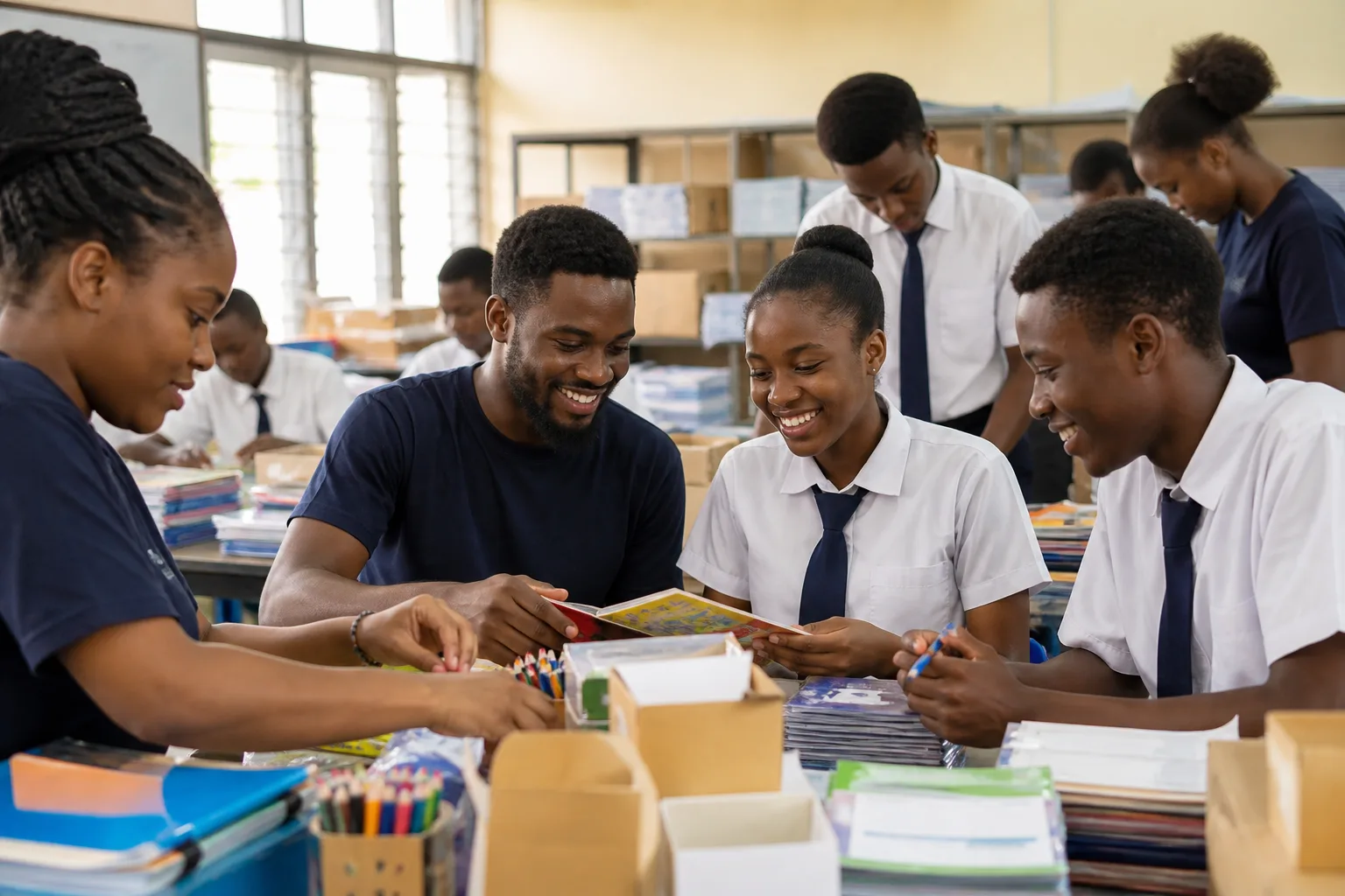Alumni and students working together in the school community